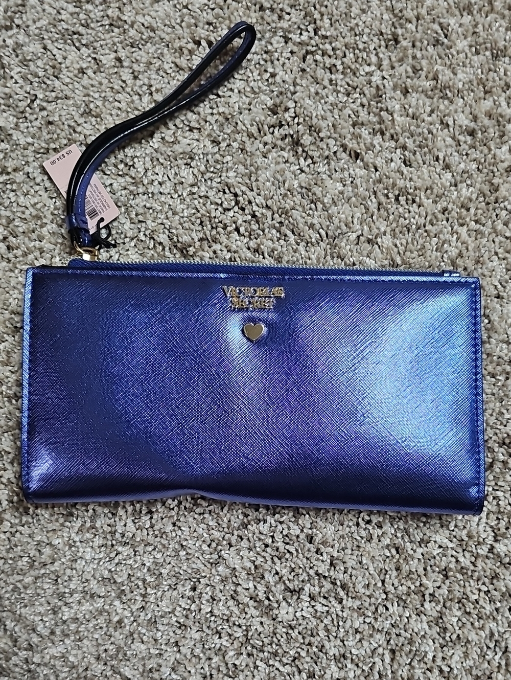 Victoria's Secret Metallic Blue Wristlet Clutch